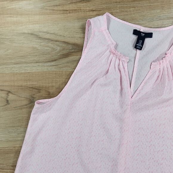 🔺️Gap Pink & White Print Vneck Sleeveless Top XSmall - Picture 4 of 7